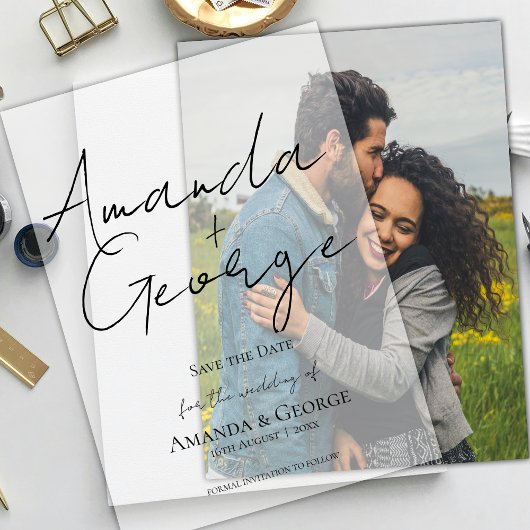 Elegante moderne Typografie Hochzeit retten das Da Pergament Einladungen