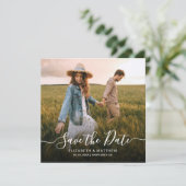 Elegante moderne Typografie Script 1 Foto Hochzeit Save The Date (Stehend Vorderseite)