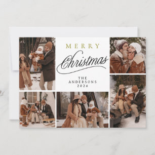 Elegante moderne Typografie Weihnachtsfamilienfoto Feiertagskarte