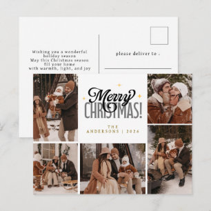Elegante moderne Typografie Weihnachtsfamilienfoto Feiertagspostkarte