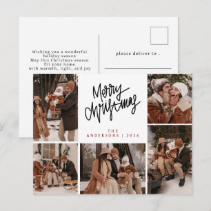 Elegante moderne Typografie Weihnachtsfamilienfoto Feiertagspostkarte