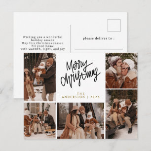 Elegante moderne Typografie Weihnachtsfamilienfoto Feiertagspostkarte