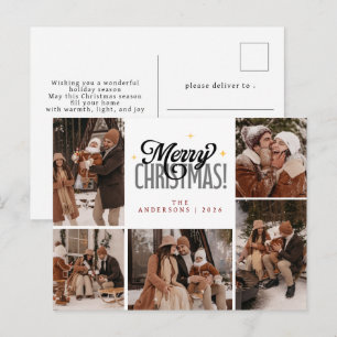 Elegante moderne Typografie Weihnachtsfamilienfoto Feiertagspostkarte