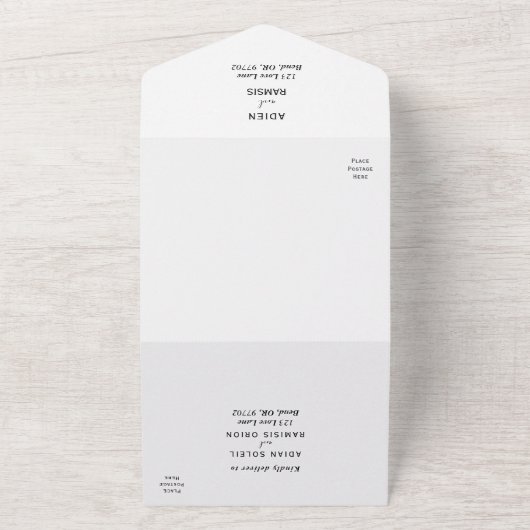 Elegante, moderne UAWG zur Hochzeit All In One Einladung (Außenbereich)