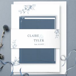 Elegante Moderne und Minimal Blue Wedding Einladungsbanderole