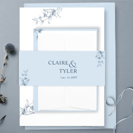 Elegante Moderne und Minimal Dusty Blue Wedding Einladungsbanderole