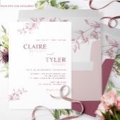 Elegante moderne und minimale Burgund, rosa Hochze Einladung