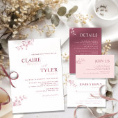 Elegante moderne und minimale Burgund, rosa Hochze Einladung