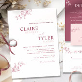 Elegante moderne und minimale Burgund, rosa Hochze Einladung