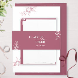 Elegante moderne und minimale Hochzeit in Burgund Einladungsbanderole