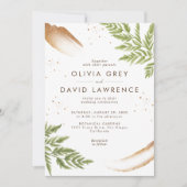 Elegante Moderne Vegetation und Gold Wedding Einladung (Vorderseite)