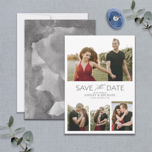 Elegante Moderne Verlobung 4 Foto Save the Date