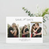 Elegante Moderne Verlobung 4 Foto Save the Date (Stehend Vorderseite)