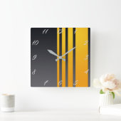 Elegante, moderne, vertikale gelbe Linien, dunkelg Quadratische Wanduhr (Zuhause)