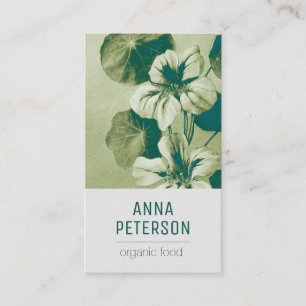 Elegante Moderne Vintage Bio grüne Blume Visitenkarte