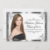 Elegante moderne Vintage Damaskus-Abschluss-Karte Einladung (Vorderseite)