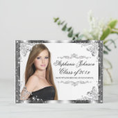 Elegante moderne Vintage Damaskus-Abschluss-Karte Einladung (Stehend Vorderseite)