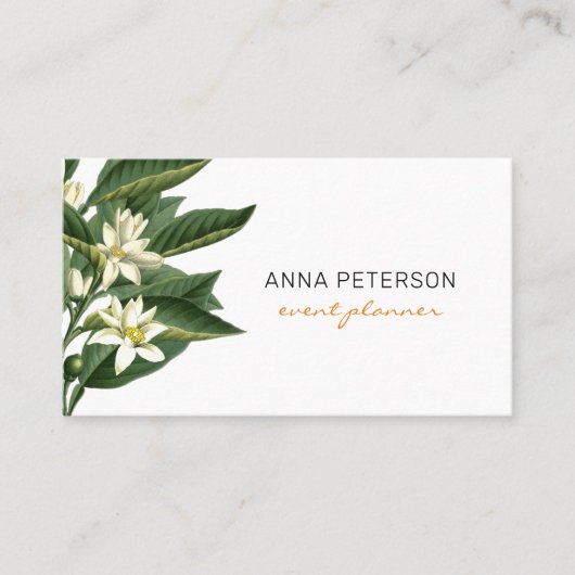 Elegante moderne, Vintage Orangenblüten Visitenkarte (Vorderseite)