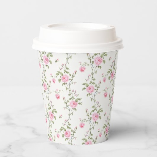 Elegante Moderne Vintage Rose Pappbecher (Vorderseite)