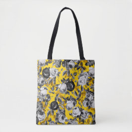 Elegante Moderne Vintage Schwarz-weiße Rose Gelb Tasche