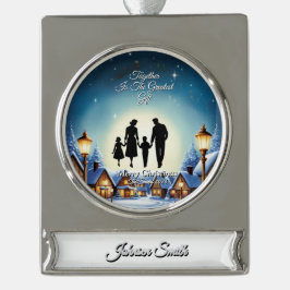 Elegante Moderne Vintage Weihnachten Banner-Ornament Silber