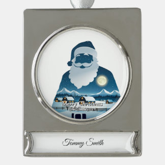 Elegante Moderne Vintage Weihnachten Banner-Ornament Silber