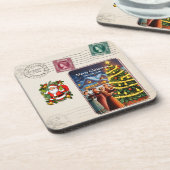 Elegante Moderne Vintage Weihnachten Getränkeuntersetzer (Linke Seite)