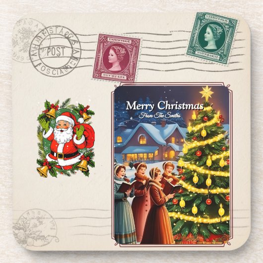 Elegante Moderne Vintage Weihnachten Getränkeuntersetzer (Vorderseite)