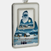 Elegante Moderne Vintage Weihnachten Rahmen-Ornament Silber (Rechts)