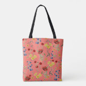 Elegante Moderne Vintage Wildblumen Coral Pink Tasche (Rückseite)