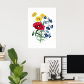 Elegante Moderne Vintage Wildblumen Poppy Daisy Poster (Heimbüro)