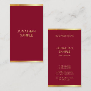 Elegante moderne Vorlage Burgundy Red and Gold Visitenkarte