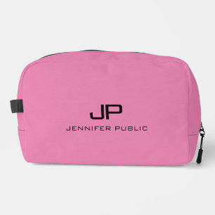 Elegante moderne Vorlage Monogram Pink Solid Color Waschbeutel