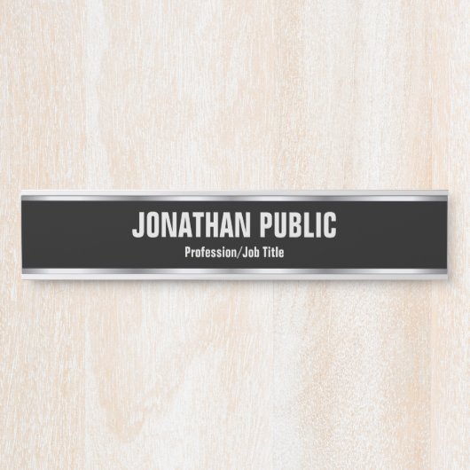 Elegante moderne Vorlage Schwarz und Silber indivi Türschild (Vorderseite )