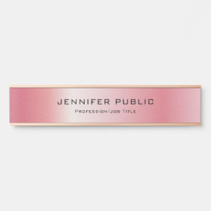 Elegante moderne Vorlage Trendy Glamour Rose Gold Türschild