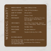 Elegante moderne Walnut Brown Wedding Programm (Rückseite)