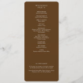 Elegante moderne Walnut Brown Wedding Programm (Rückseite)