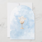 Elegante Moderne Wasserfarbe Blaue Engel Taufe Einladung (Rückseite)