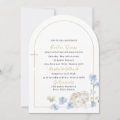 Elegante Moderne Wasserfarbe Blaue Engel Taufe Einladung (Vorderseite)