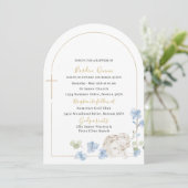 Elegante Moderne Wasserfarbe Blaue Engel Taufe Einladung (Stehend Vorderseite)