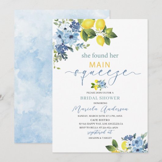 Elegante Moderne Wasserfarbe Hauptpresse Brautschi Einladung (Vorne/Hinten)