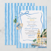 Elegante Moderne Wasserfarbe Hauptpresse Brautschi Einladung (Vorne/Hinten)