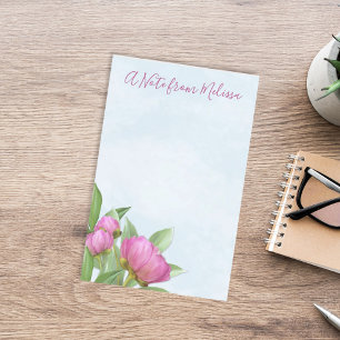 Elegante moderne Wasserfarbe rosa Pfingstrosen Flo Post-it Klebezettel