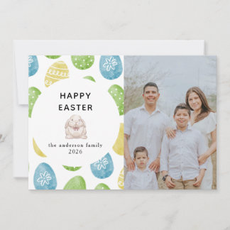 Elegante moderne Wasserfarbeier Frohe Ostern Foto Feiertagskarte