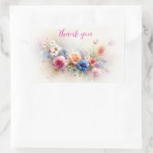Elegante moderne Wasserfarben-Blumenkunst Danke Rechteckiger Aufkleber (Tasche)