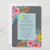 Elegante moderne Wasserfarben Florals auf Dunkelgr Einladung (Rückseite)