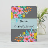 Elegante moderne Wasserfarben Florals auf Dunkelgr Einladung (Stehend Vorderseite)