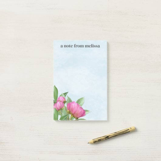 Elegante Moderne Wasserfarben Rosa Blüten Post-it Klebezettel (Auf Schreibtisch)