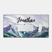 Elegante Moderne Wasserfarbenen Berge Landschaft Schreibtischunterlage (Tastatur & Maus)