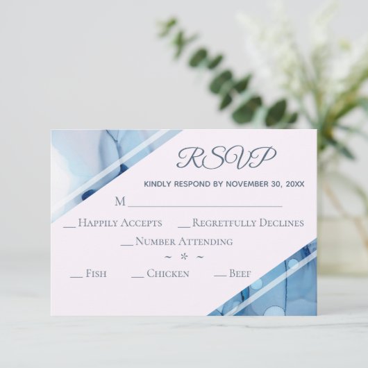*~* Elegante Moderne Wasserfarbenhochzeit UAWG RSVP Karte (Stehend Vorderseite)